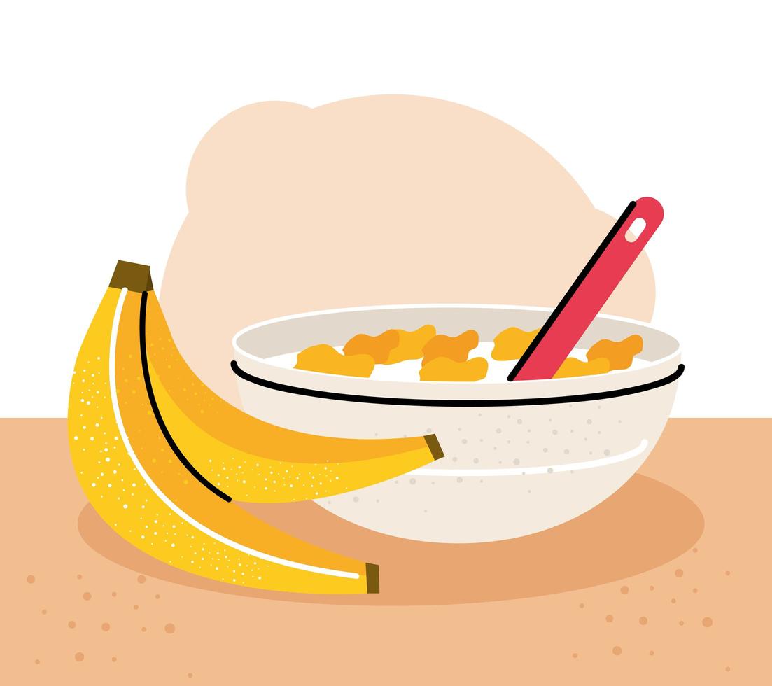 ontbijt bananen granen vector