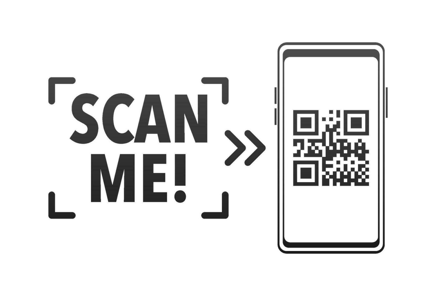 scannen me icoon met qr code. opschrift scannen mij. qr code label. vector