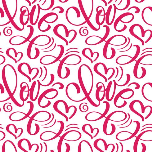 Naadloos patroon met de hand geschilderde liefde en het hart van Valentine vector