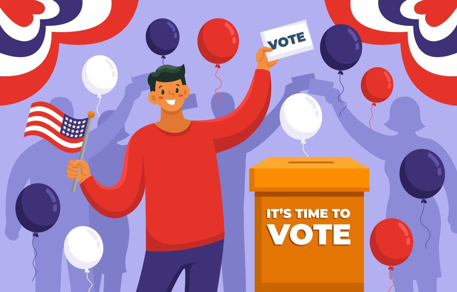 gelukkige mensen stemden voor algemene verkiezingen in de Verenigde Staten vector