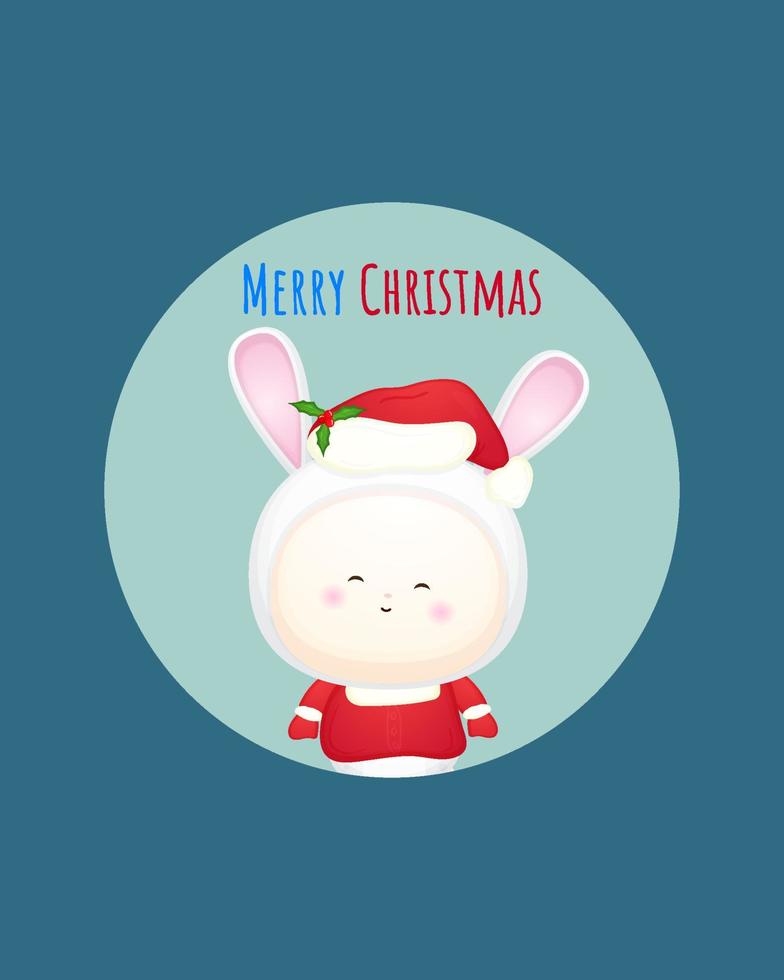 schattig baby-santakostuum voor vrolijke kerstkaartillustratie premium vector