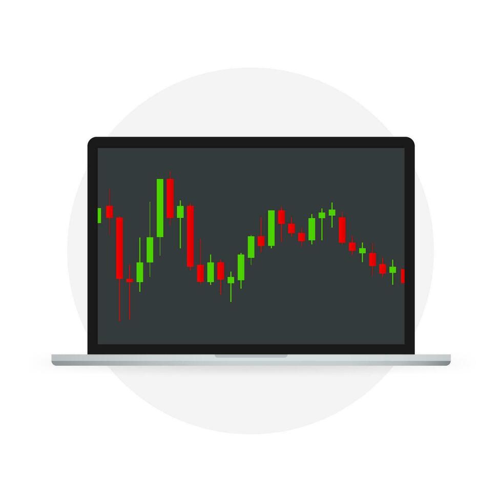 kaars stok diagram tabel van voorraad markt investering handel. vector illustratie.