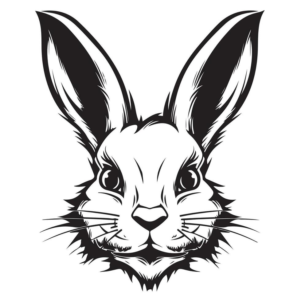 konijn lijn kunst. vintage. konijn tatoeëren of Pasen evenement afdrukken ontwerp vector
