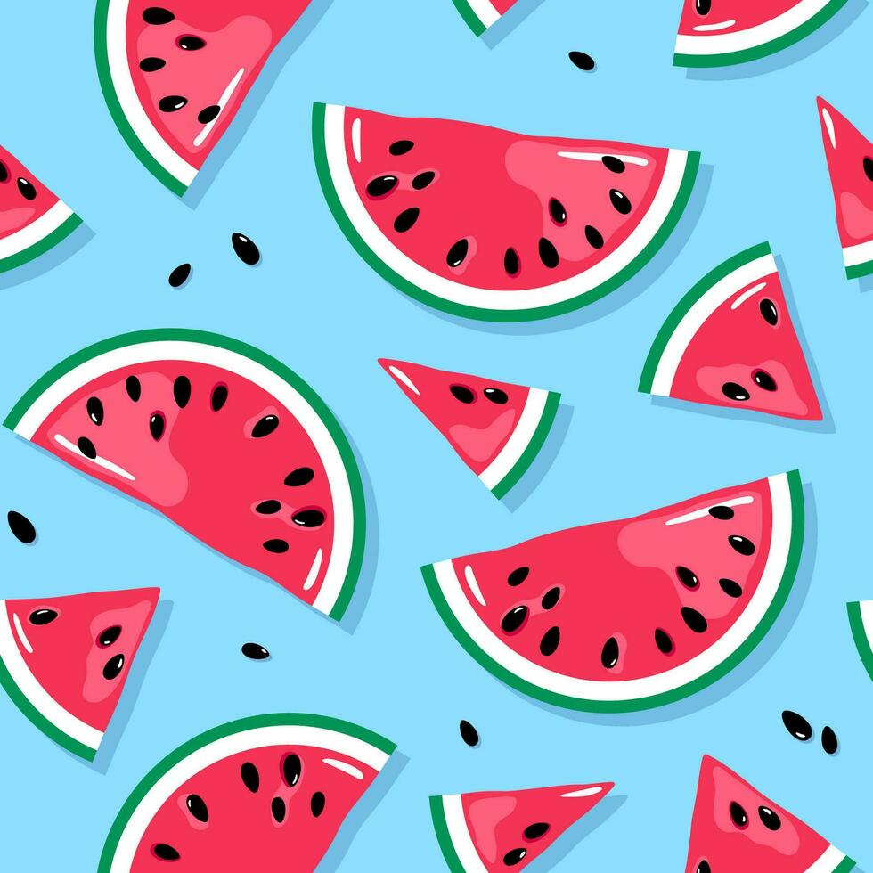 watermeloen plakjes naadloos patroon, zomer achtergrond vector