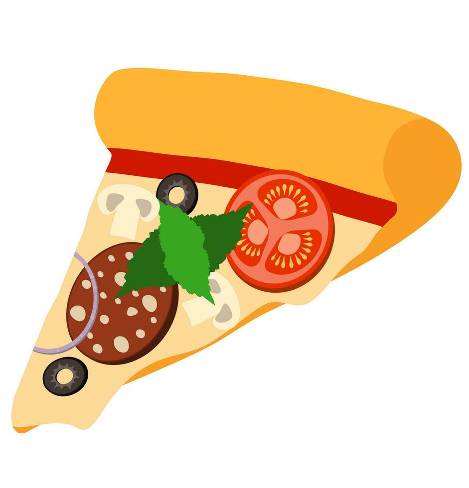 groot ronde pizza met kaas tomaat salami olijf- champignon ui voorraad vector illustratie geïsoleerd Aan wit achtergrond