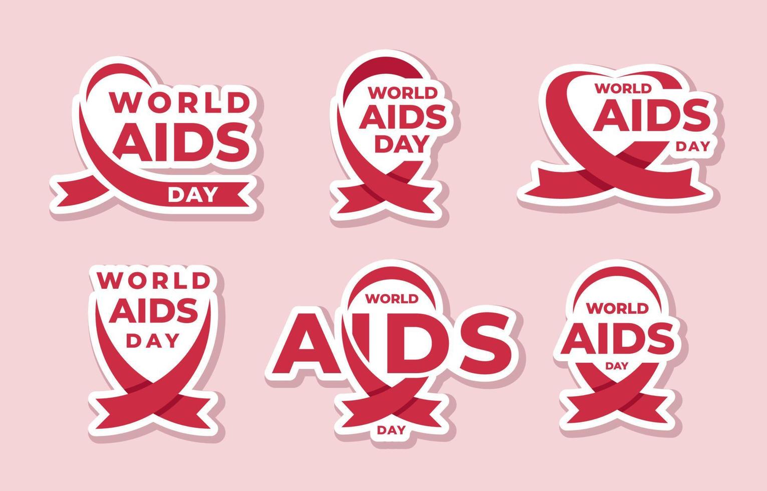 stickerset wereld aids dag vector