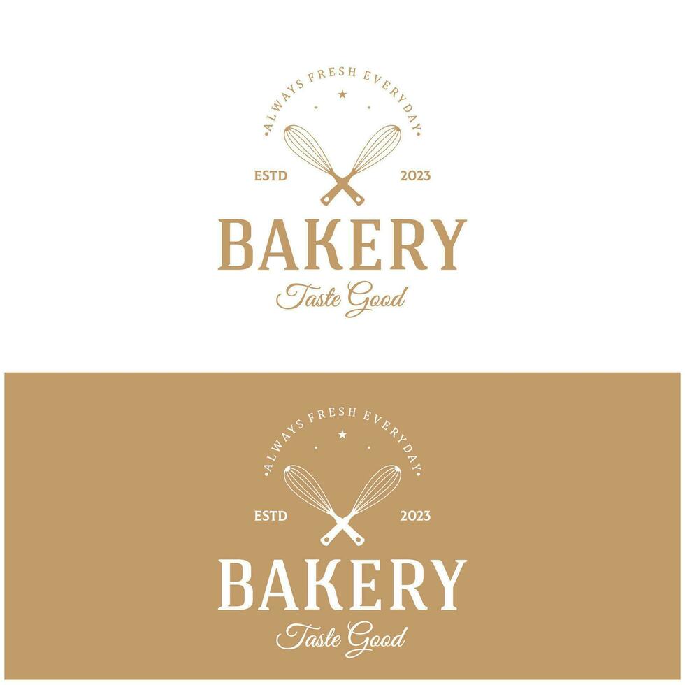 bakkerij logo insigne retro vector illustratie.voor cupcake,bakkerij.cake wijnoogst typografie logo ontwerp.