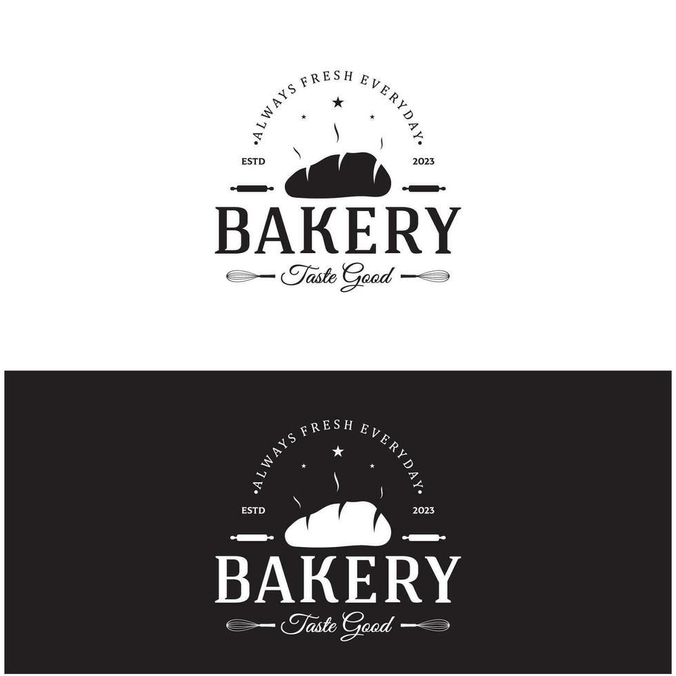 bakkerij logo insigne retro vector illustratie.voor cupcake,bakkerij.cake wijnoogst typografie logo ontwerp.