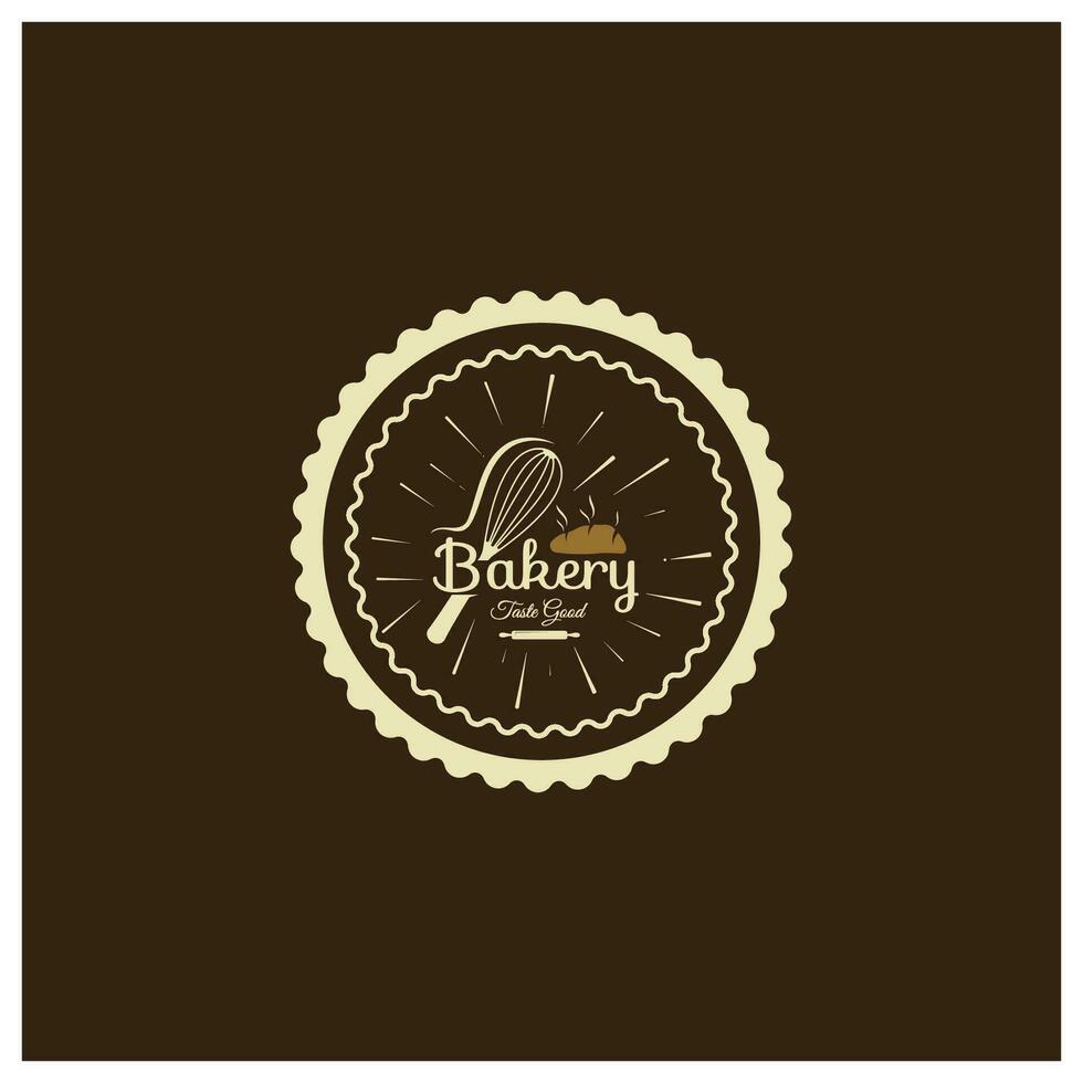 bakkerij logo insigne retro vector illustratie.voor cupcake,bakkerij.cake wijnoogst typografie logo ontwerp.