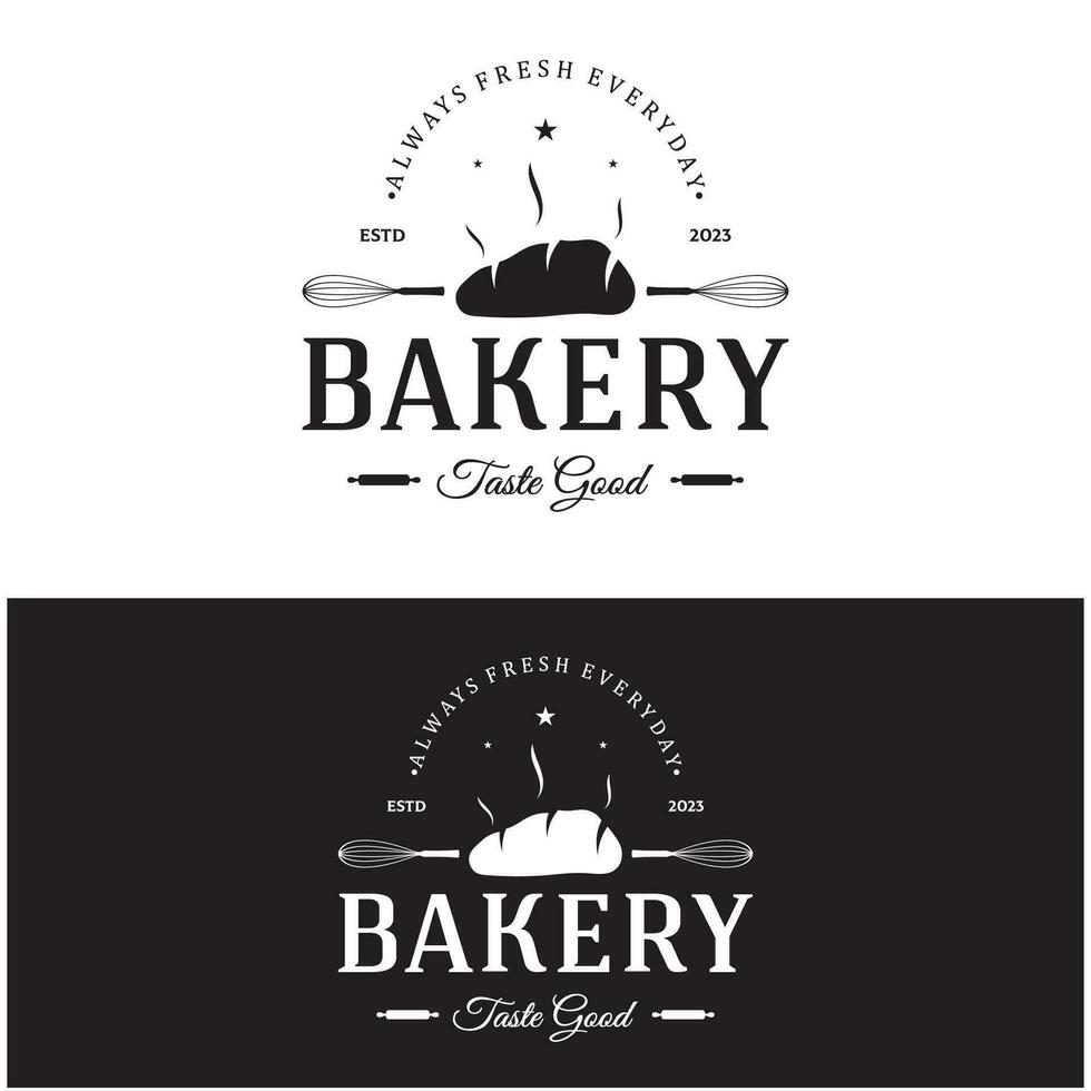 bakkerij logo insigne retro vector illustratie.voor cupcake,bakkerij.cake wijnoogst typografie logo ontwerp.