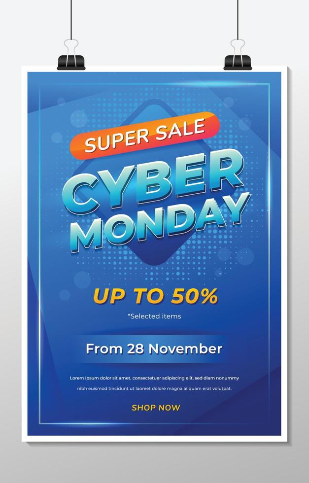 cyber maandag poster verkoop sjabloon vector