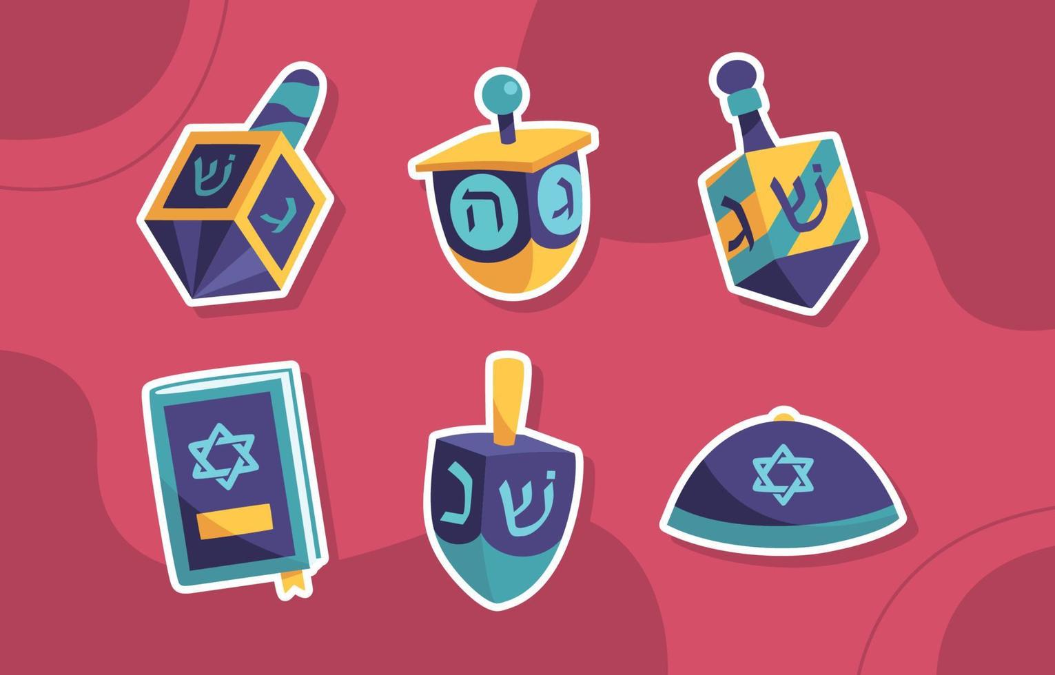 hanukkah dreidel sticker collectie vector