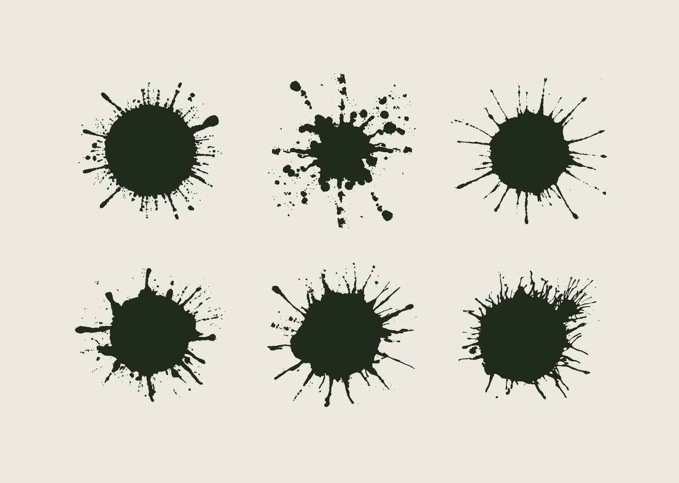 abstract zwart inkt plek set, inkt laten vallen effect inkt plons vector Aan wit achtergrond pro vector