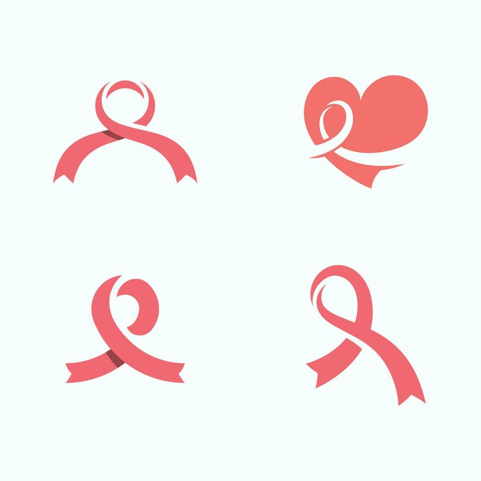 borst kanker bewustzijn logo ontwerp. illustratie icoon vector