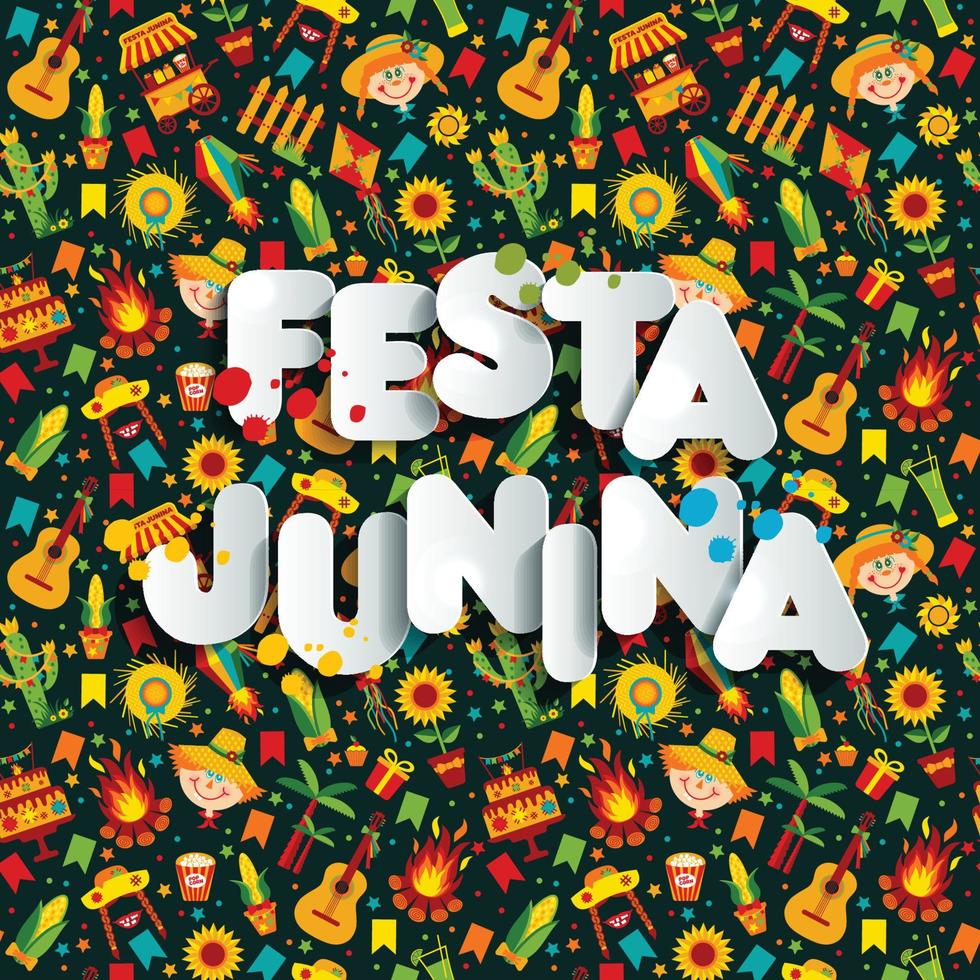 festa junina dorpsfestival in latijns-amerika. pictogrammen instellen illustratie. vector