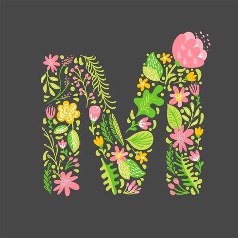 Bloemen zomer Letter M vector