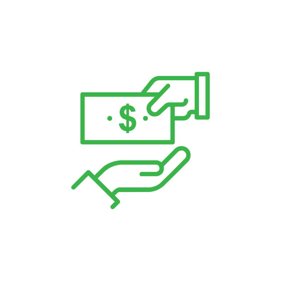 groen geven geld vector schets icoon geïsoleerd Aan wit achtergrond. illustratie stijl eps 10 het dossier formaat