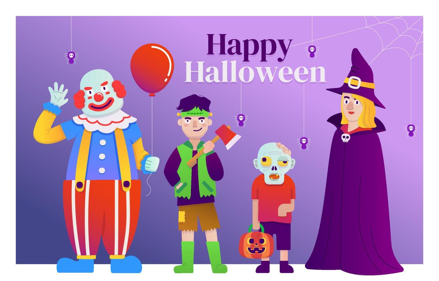 set halloween-kostuumkarakters vector