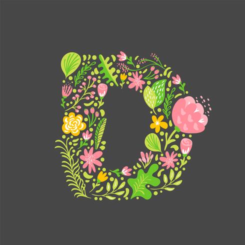 Bloemen zomer Letter D vector