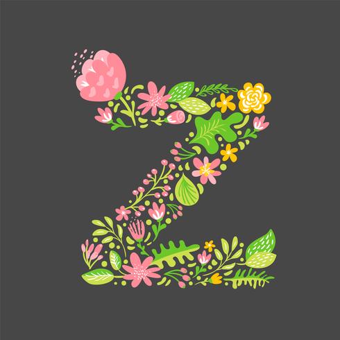 Bloemen zomer Letter Z vector