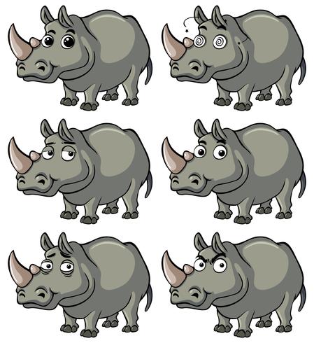 Hippo met verschillende gezichtsuitdrukkingen vector