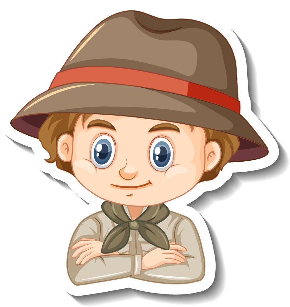 jongen in safari outfit stripfiguur sticker vector