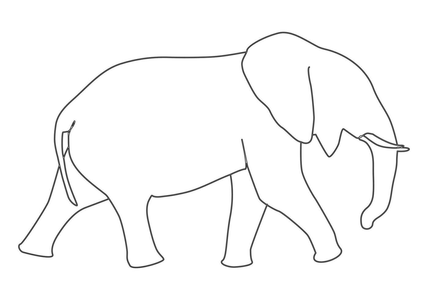 olifant in doorlopend lijn kunst tekening. minimalistische zwart lineair schetsen geïsoleerd Aan wit achtergrond. vector illustratie