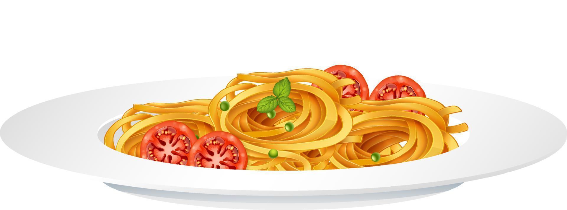 spaghetti met tomaat geïsoleerd vector