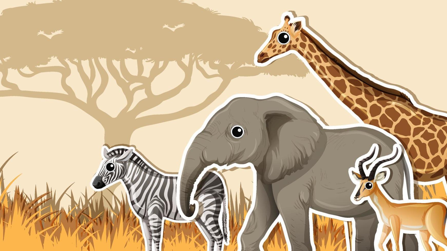 miniatuurontwerp met Afrikaanse wilde dieren vector