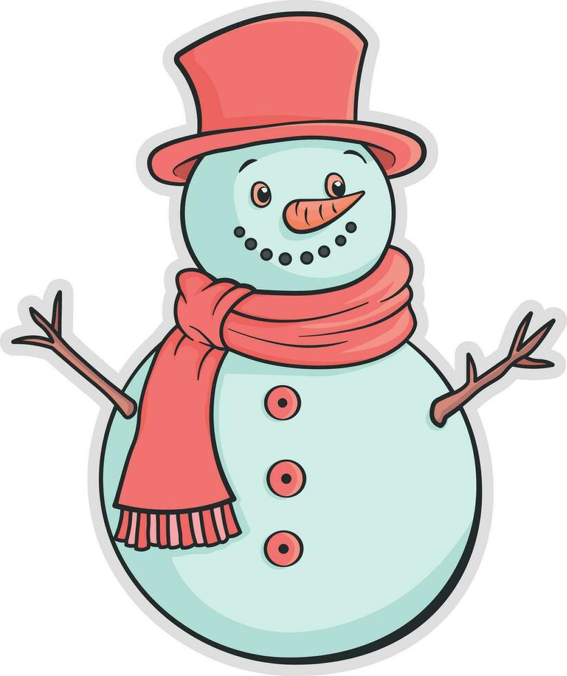 sneeuwman met rood hoed vector