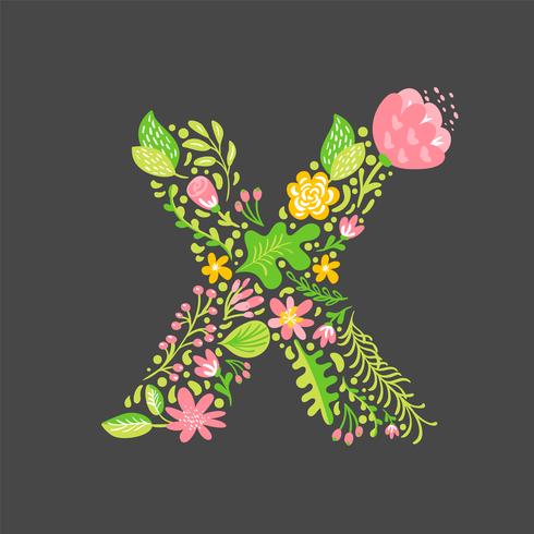Bloemen zomer brief X vector