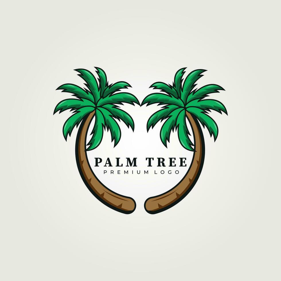 palm boom logo vector wijnoogst illustratie ontwerp, buitenshuis werkzaamheid en sjabloon