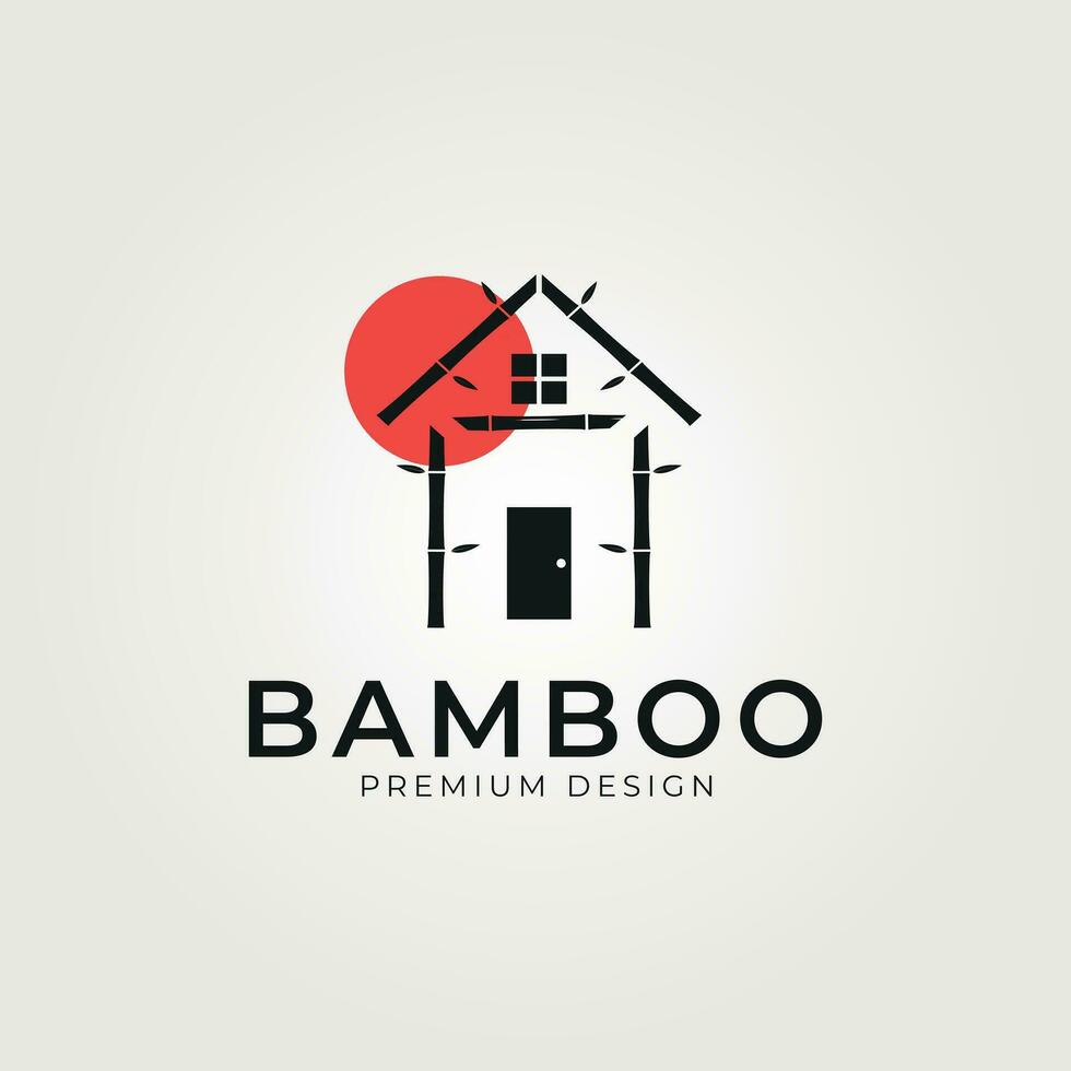 huis bamboe logo vector wijnoogst illustratie ontwerp