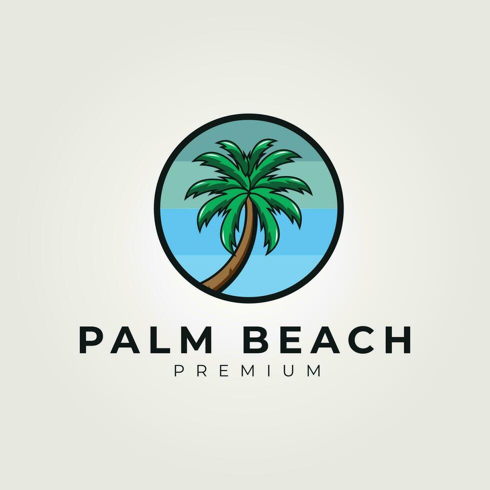 palm strand logo vector wijnoogst illustratie ontwerp, teken en symbool over strand en kamp Aan de strand