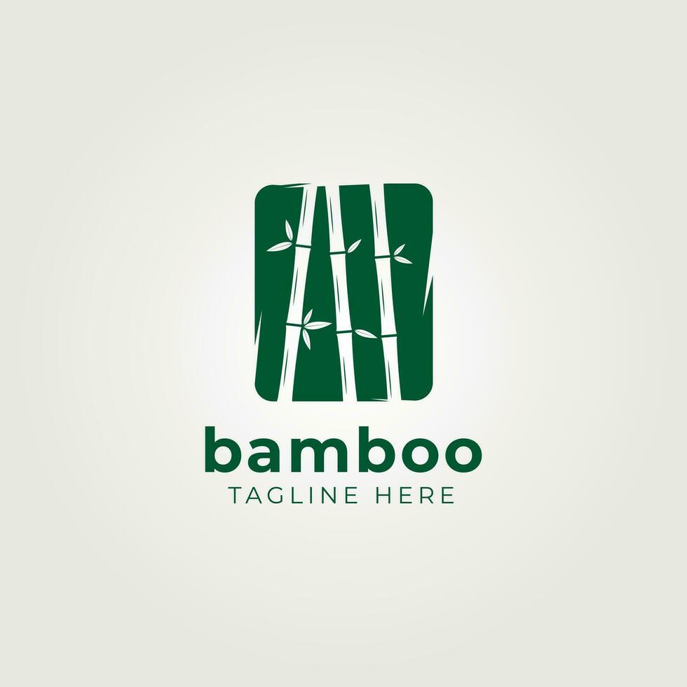 groen bamboe logo vector wijnoogst illustratie ontwerp