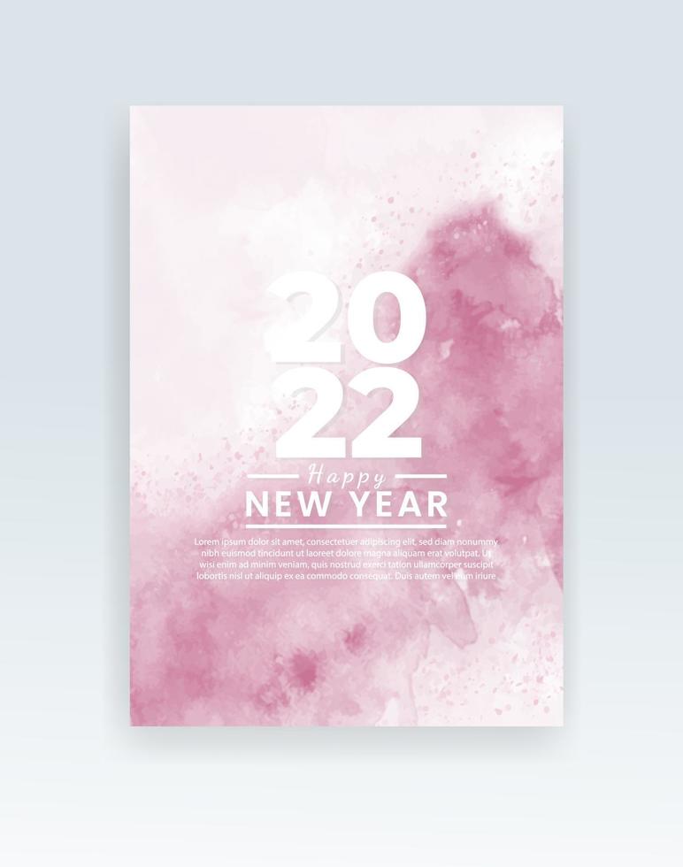 gelukkig nieuwjaar 2022 poster of kaartsjabloon met aquarel wash splash vector