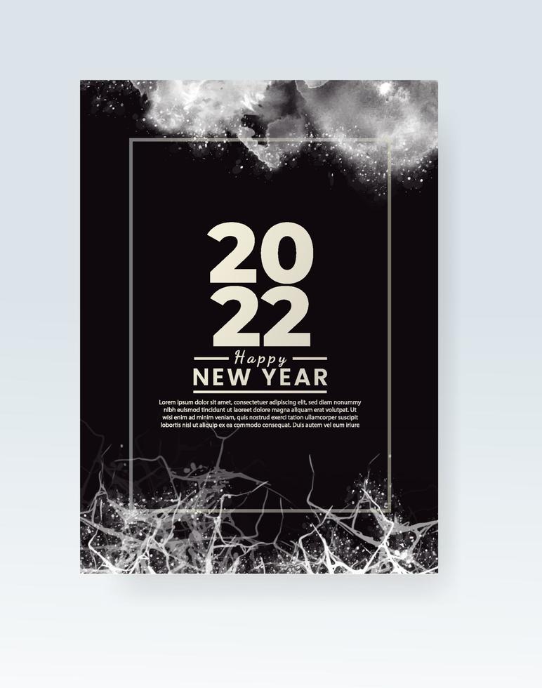 gelukkig nieuwjaar 2022 poster of kaartsjabloon met aquarel wash splash vector