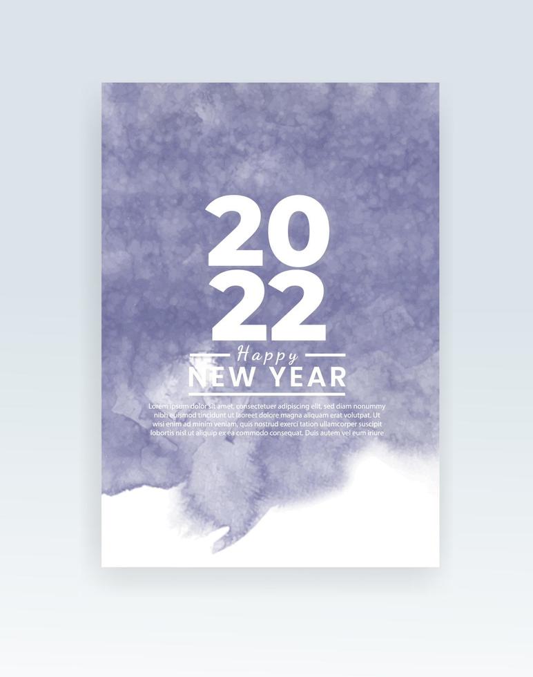 gelukkig nieuwjaar 2022 poster of kaartsjabloon met aquarel wash splash vector