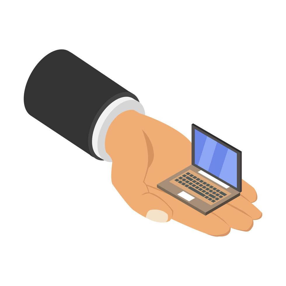 laptop in isometrische hand vector