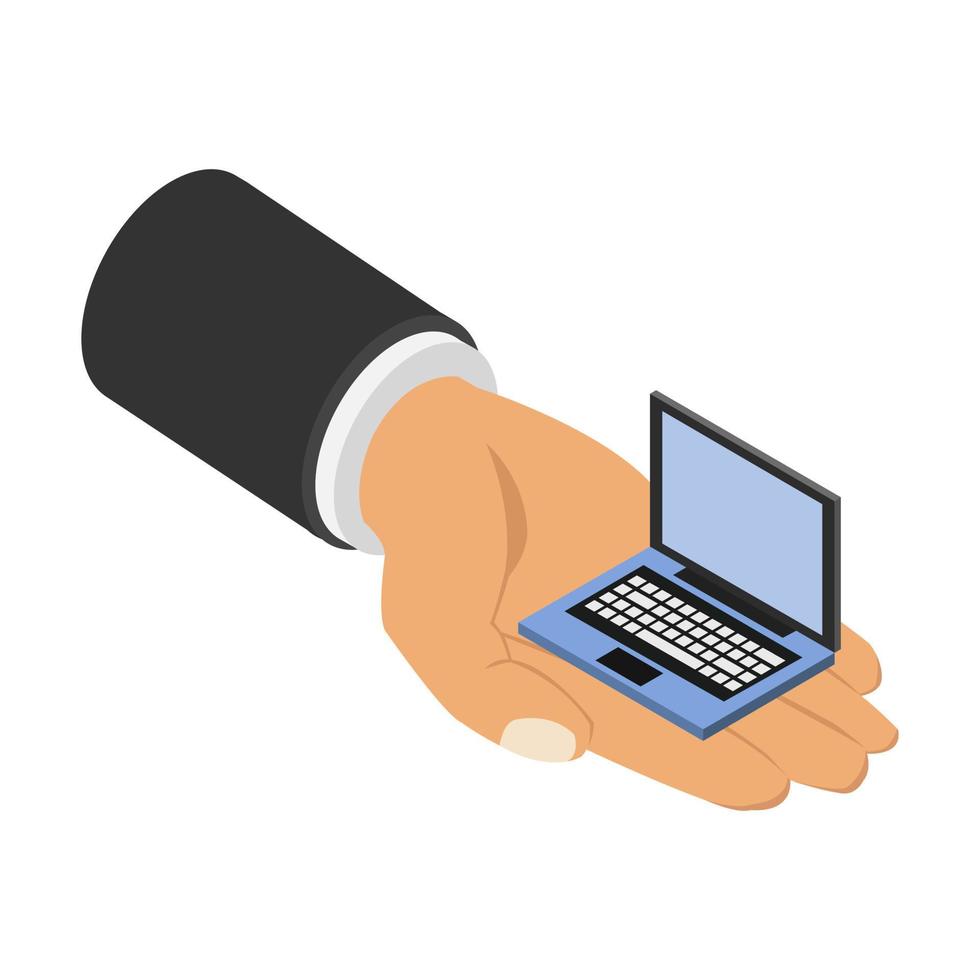 laptop in isometrische hand vector