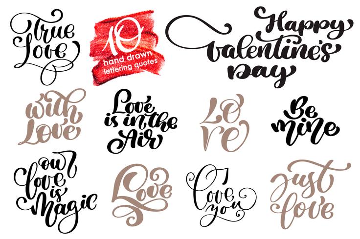 Valentine Love Romantische belettering set vector