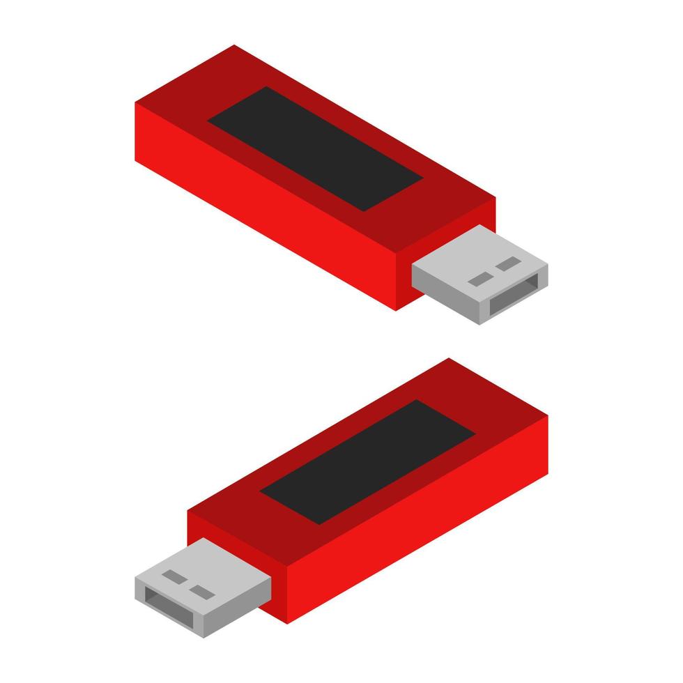 isometrische usb-stick op een witte achtergrond vector