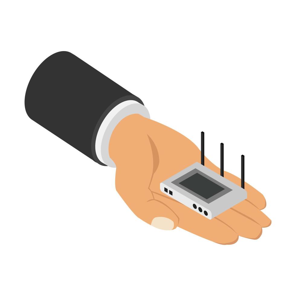 router in isometrische hand vector