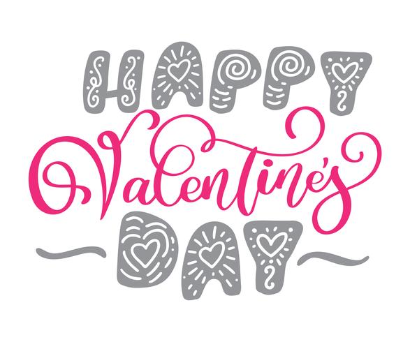 Happy Valentines Day typografie poster met handgeschreven vector