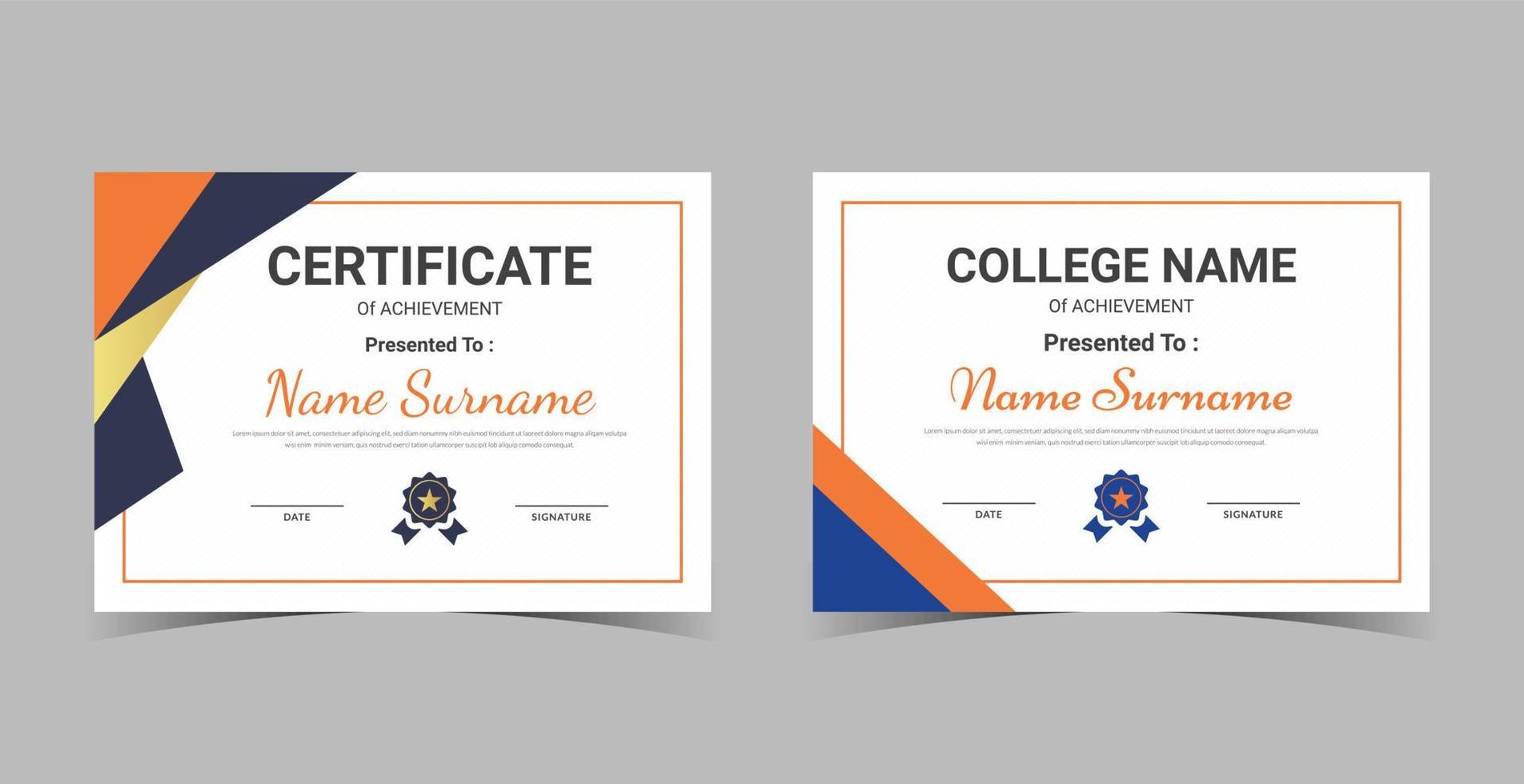 certificaat van waardering sjabloon, certificaat van prestatie, awards diploma sjabloon vector