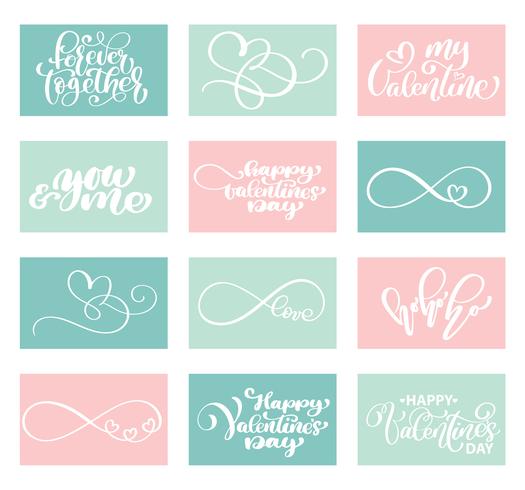 Belettering Set Love Vector Valentijnsdag kaarten sjablonen