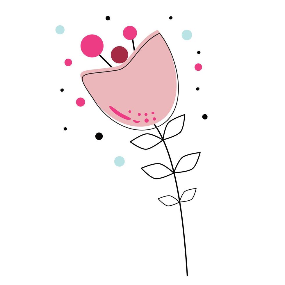 roze bloem met kleurrijke cirkels eromheen vector