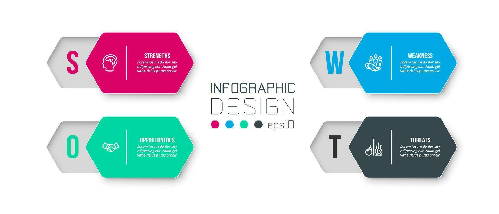 business concept infographic sjabloon met swot-analyse. vector