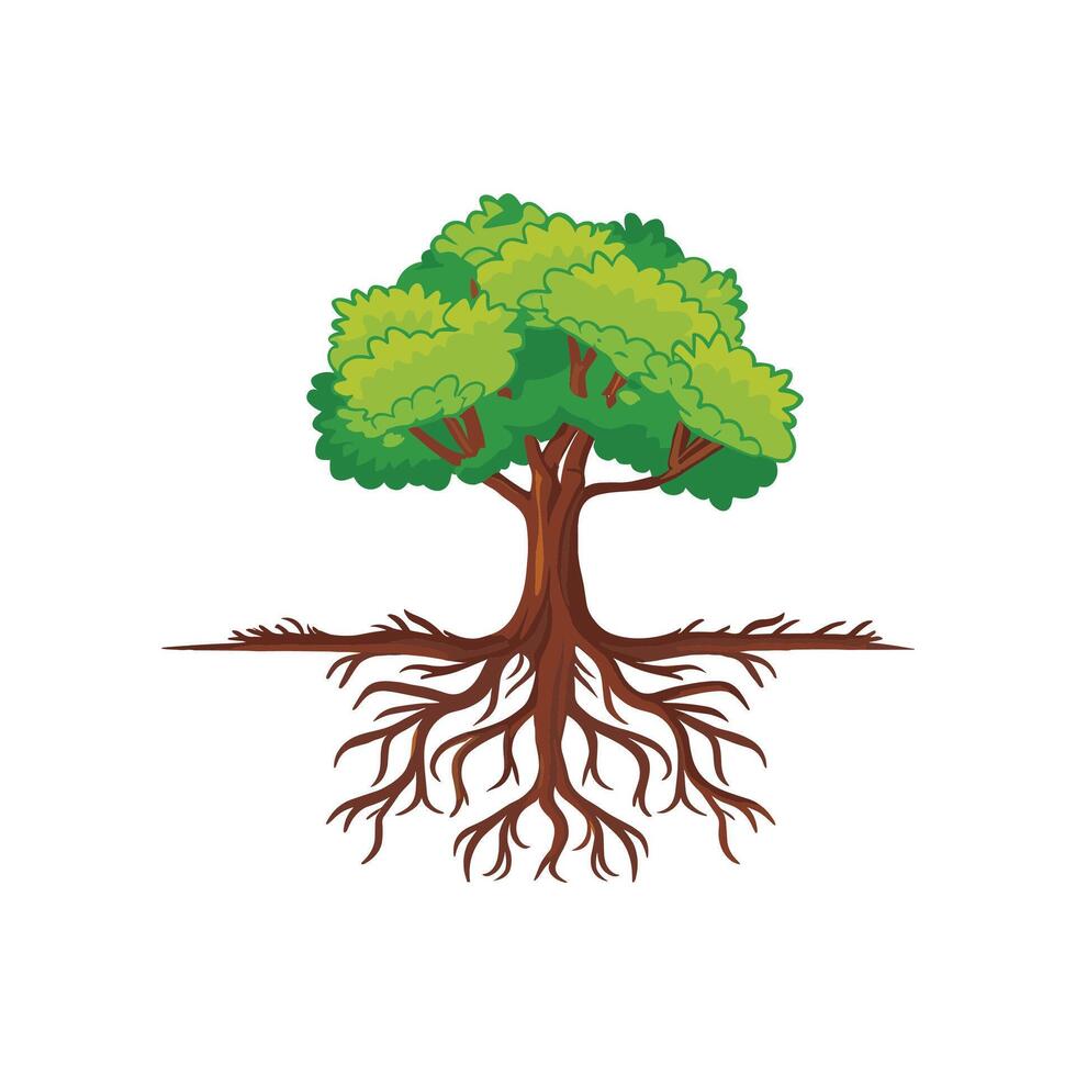 boom met wortels vector illustratie