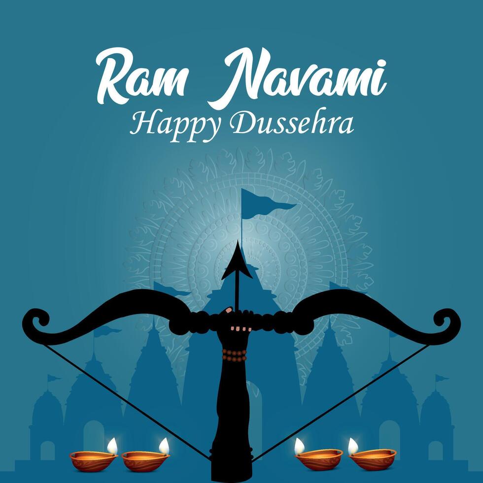 RAM navami viering heer rama met boog pijl vector